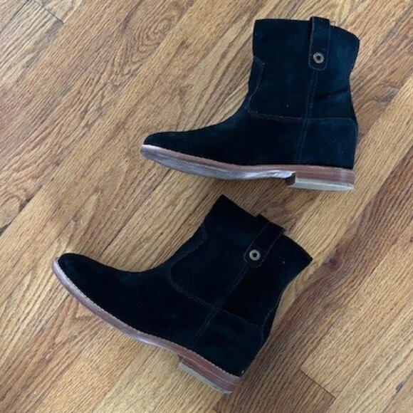 Cole Haan Zillie Black Western Suede Booties Stacked Block Heel Women’s Size 7.5 - Picture 2 of 13